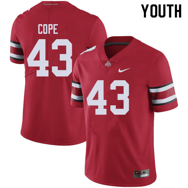 Ohio State Buckeyes Robert Cope Youth #43 Red Authentic Stitched College Football Jersey